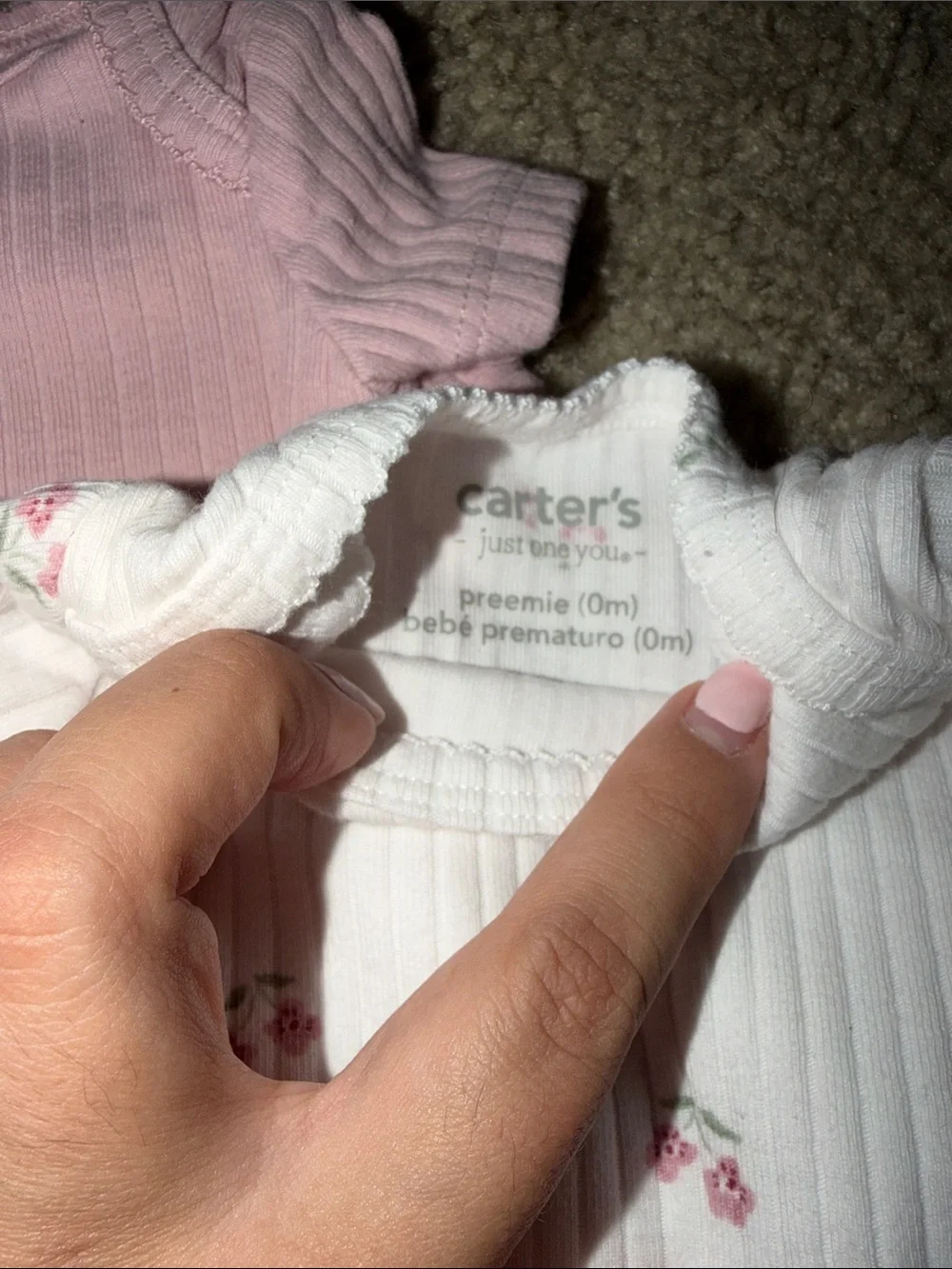 Carter's Ribbed Short Sleeve Bodysuit Set (3pc) - Pink & White Floral